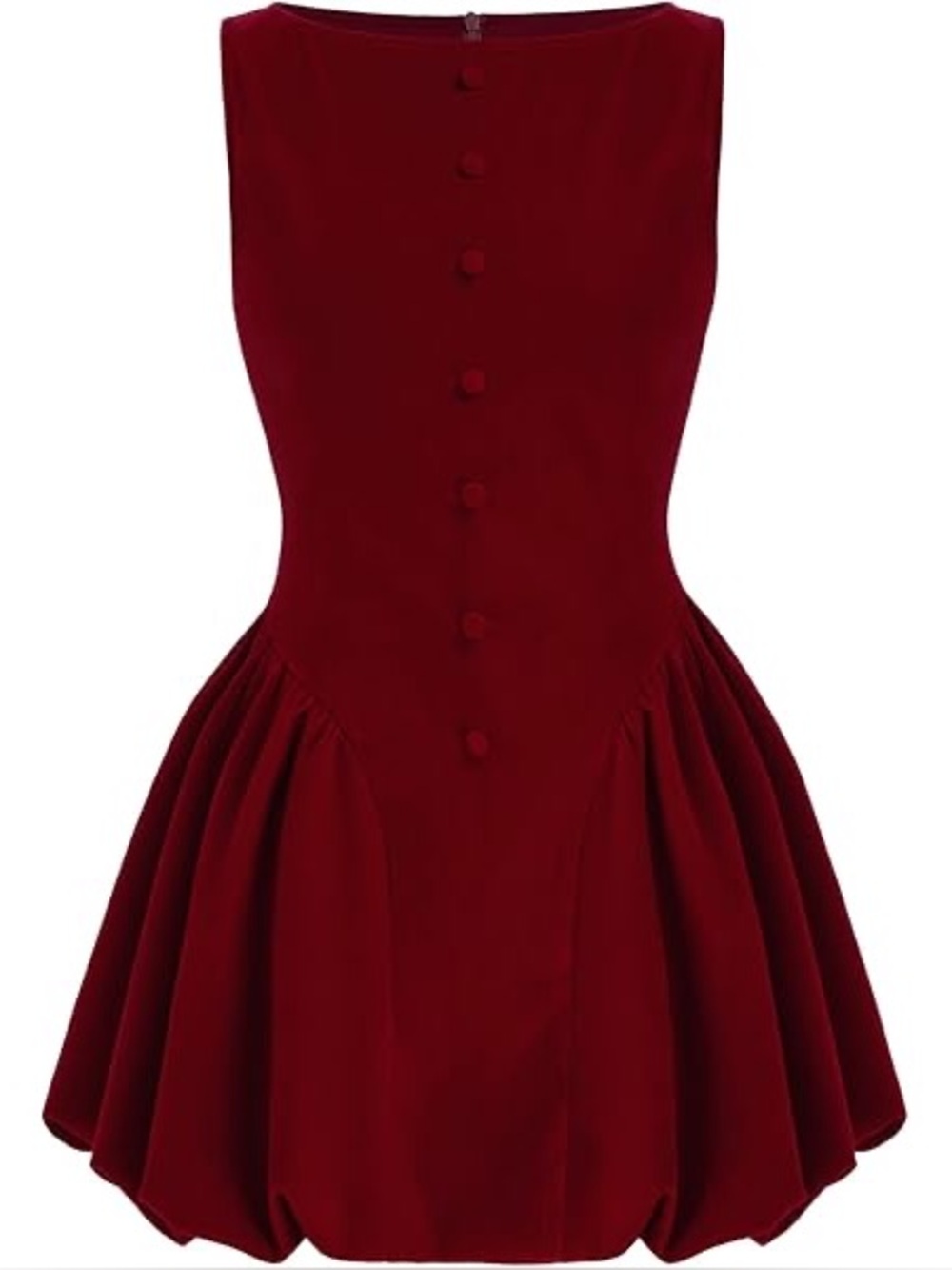 Cider Red Velvet Bubble Hem Mini Dress
